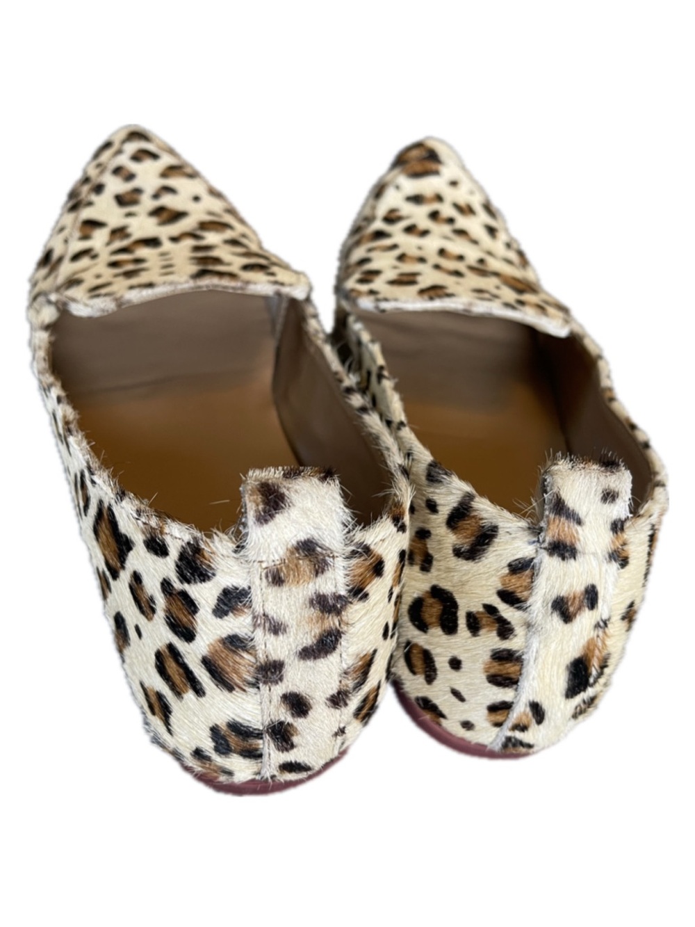 Calf Hair Leopard Cheetah Print Enjoiya Pointy Toe Narrow Haircalf Loafer Flats - Picture 3 of 8